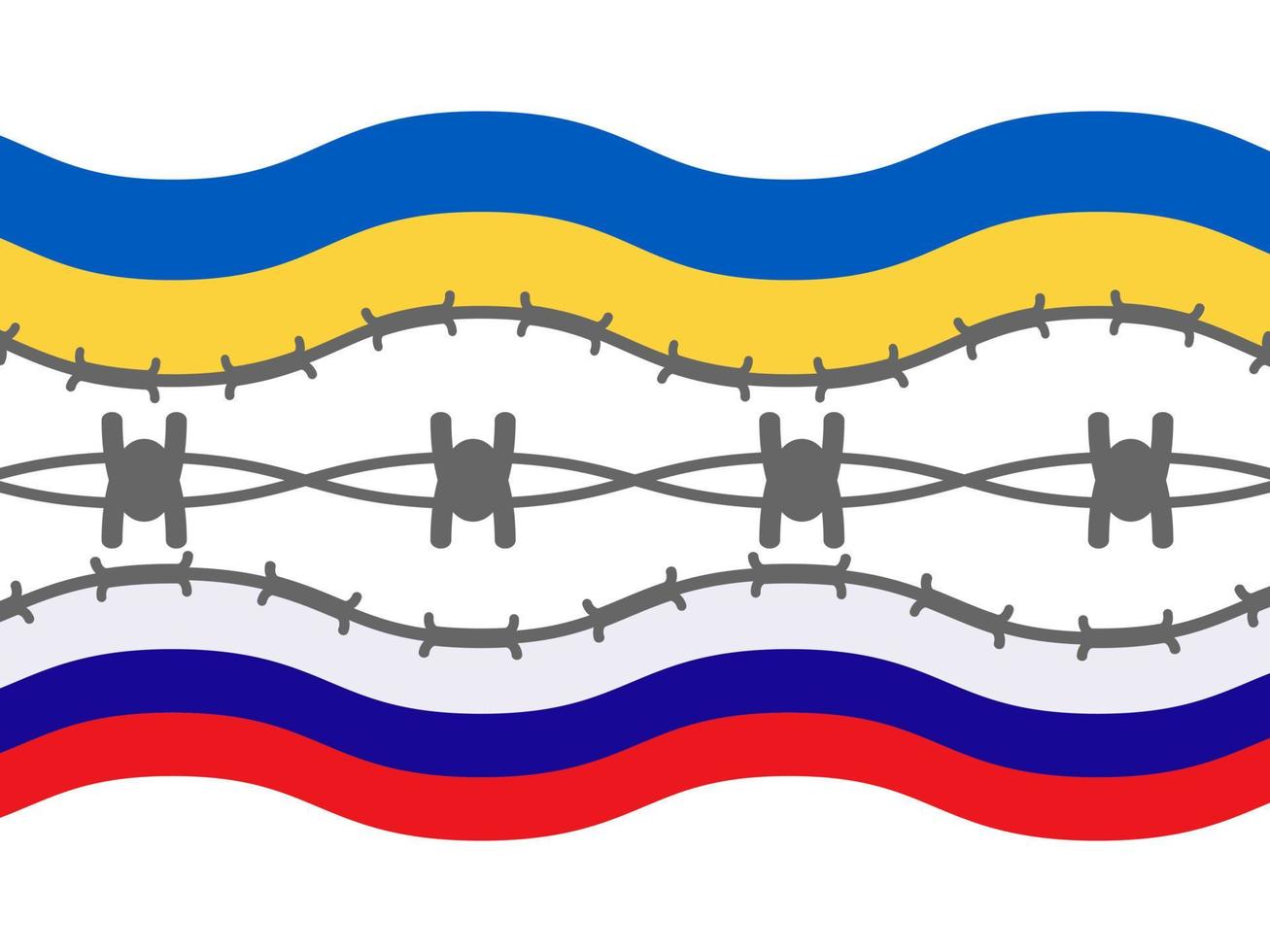 Ukraine VS Russia, flags, conflict between Russia and Ukraine. Ukrainian-Russian military crisis. Isolated, vector illustration on white background