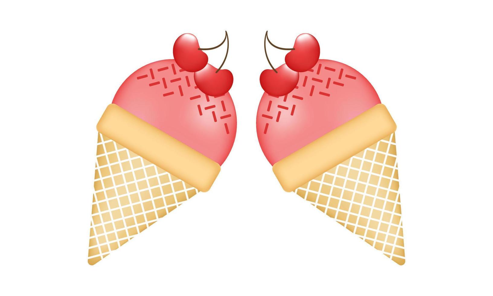 cherry ice cream illustration with mesh technique 5 vector