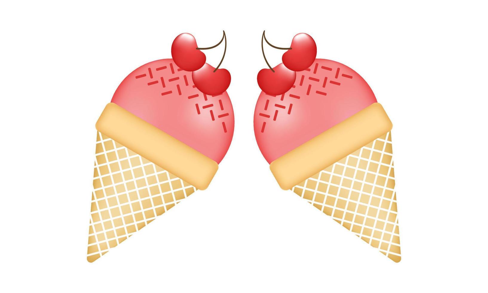 cherry ice cream illustration with mesh technique 5 vector