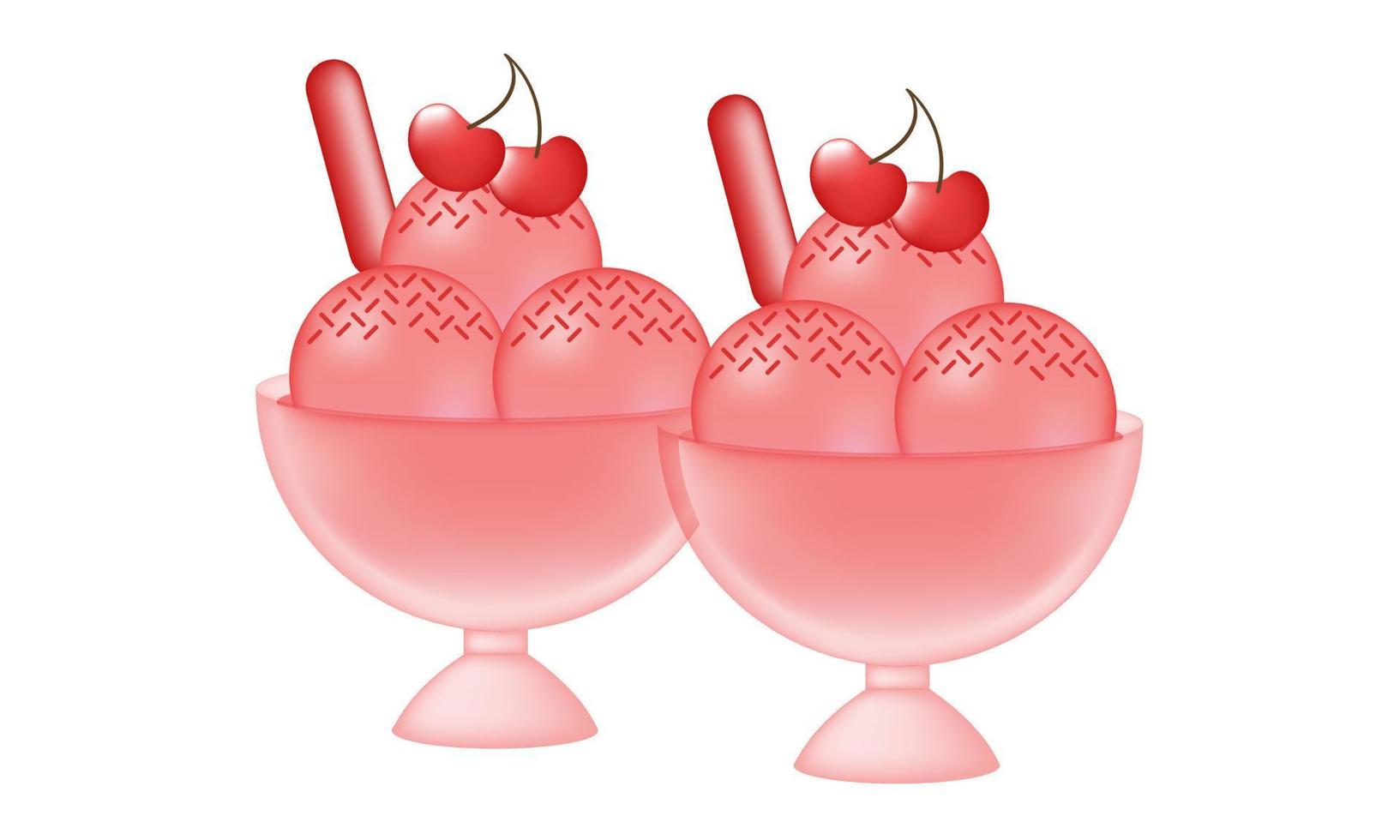 cherry ice cream illustration with mesh technique 2 vector