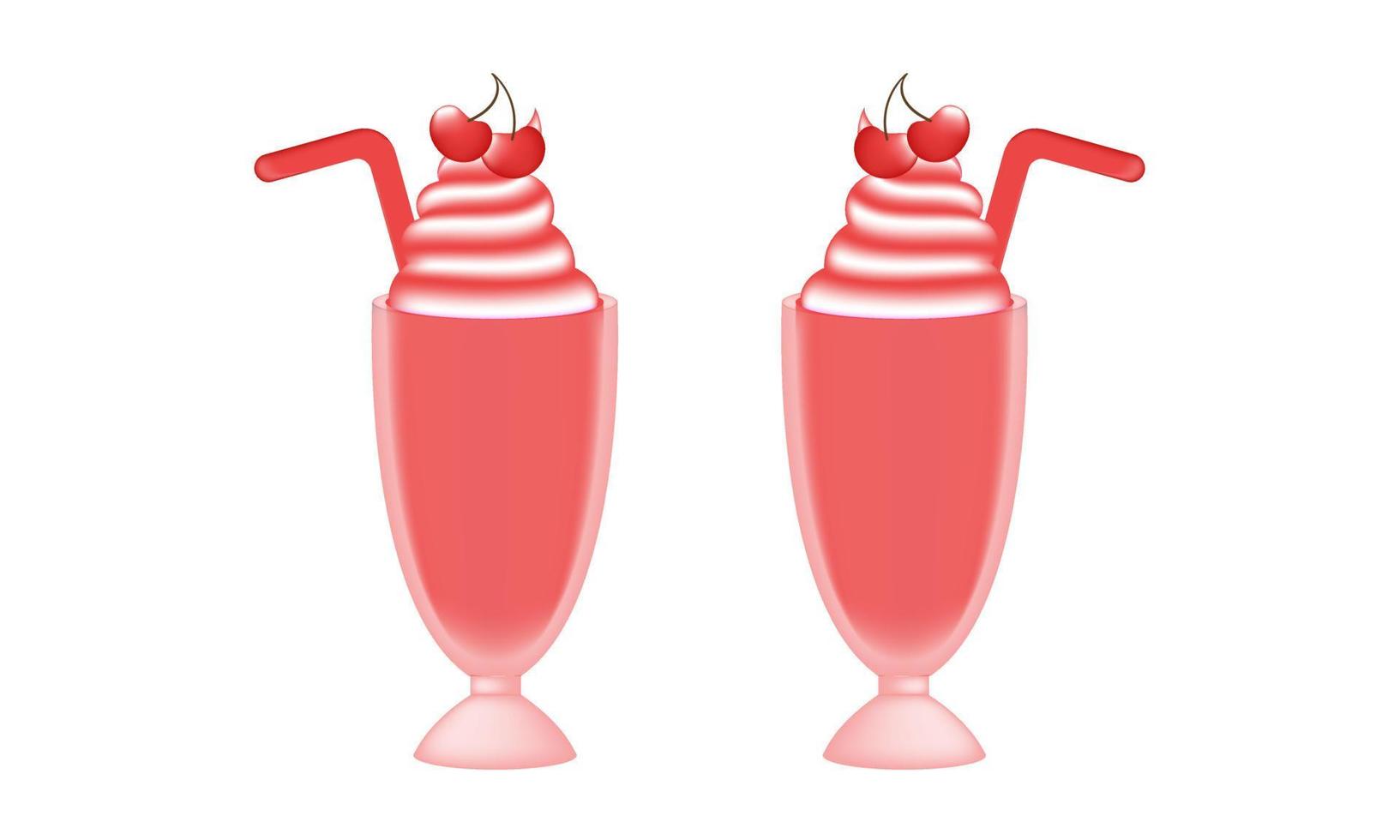 cherry ice cream illustration with mesh technique vector