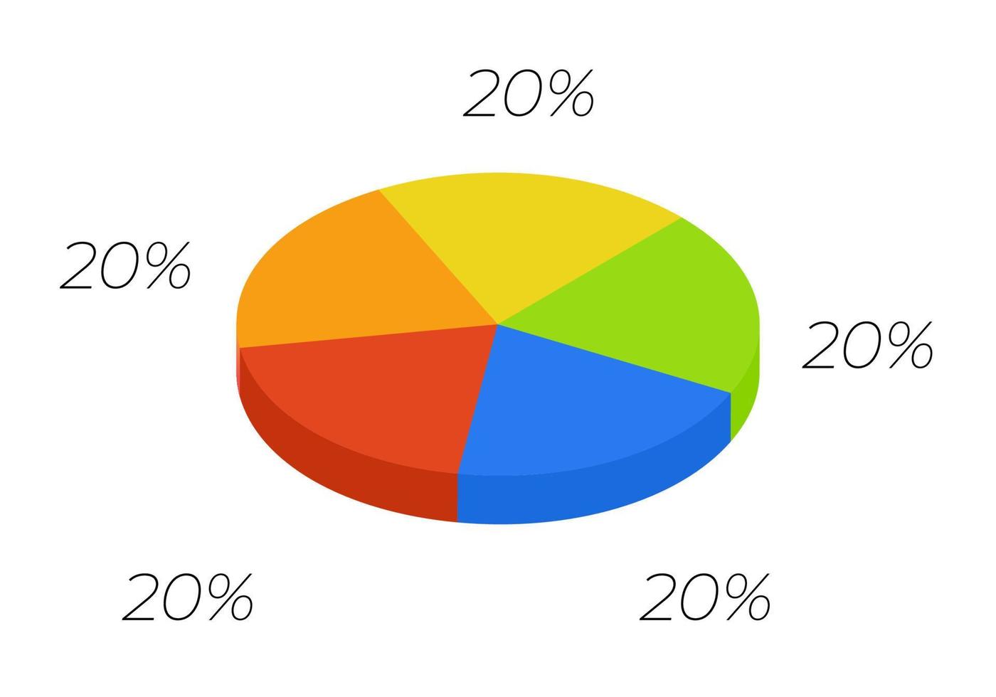 3d pie. Isometric cycle diagram for infographics in 5 parts. vector