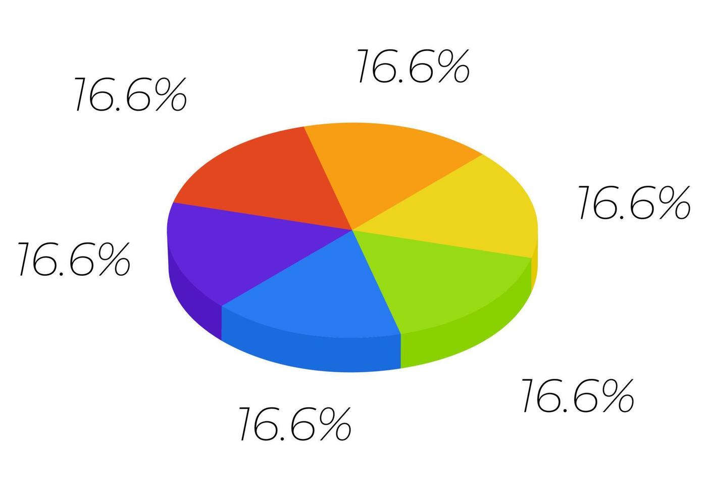 3d pie. Isometric cycle diagram for infographics in 6 parts. vector