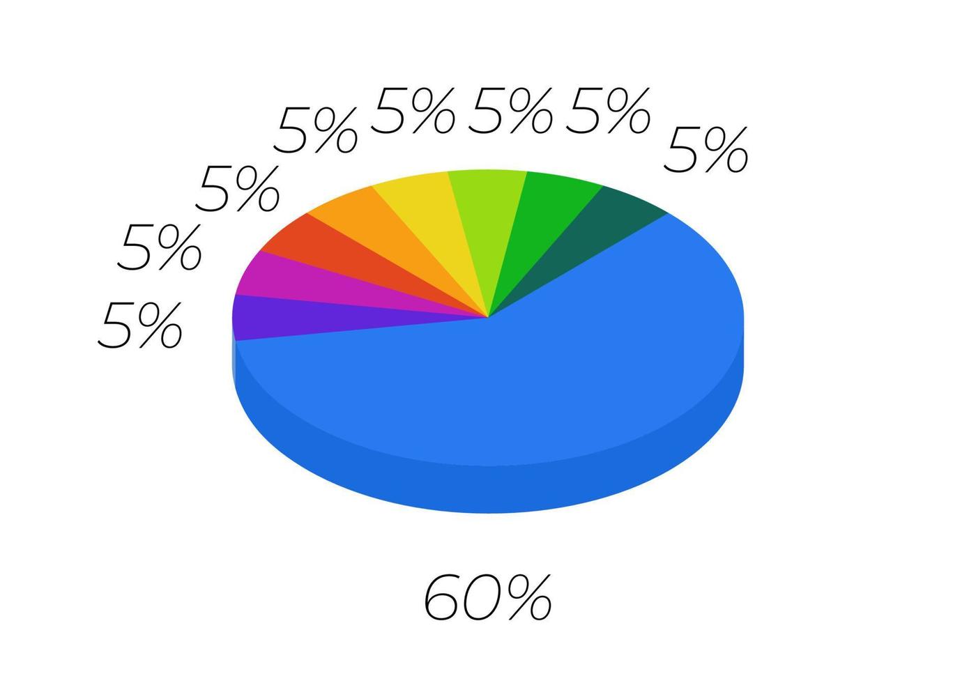 3d pie. Isometric cycle diagram for infographics in 9 parts. vector