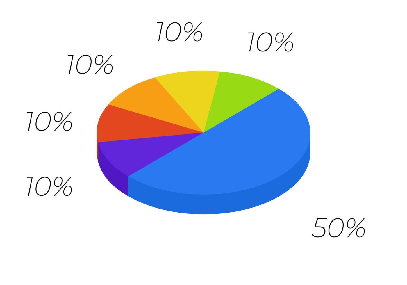 3d pie. Isometric cycle diagram for infographics in 6 parts. vector