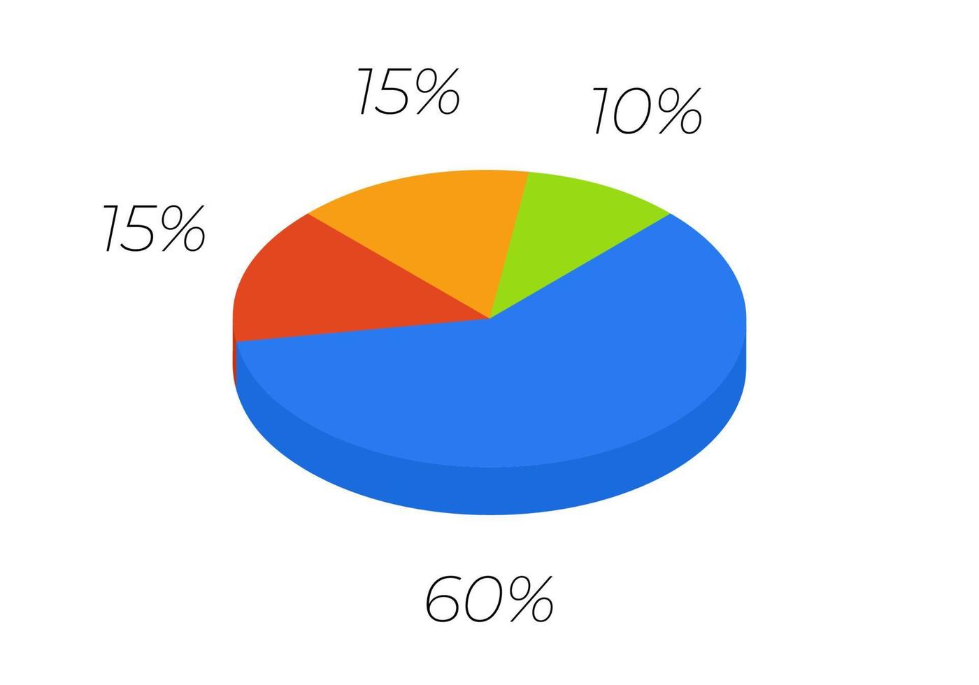 3d pie. Isometric cycle diagram for infographics in 4 parts. vector