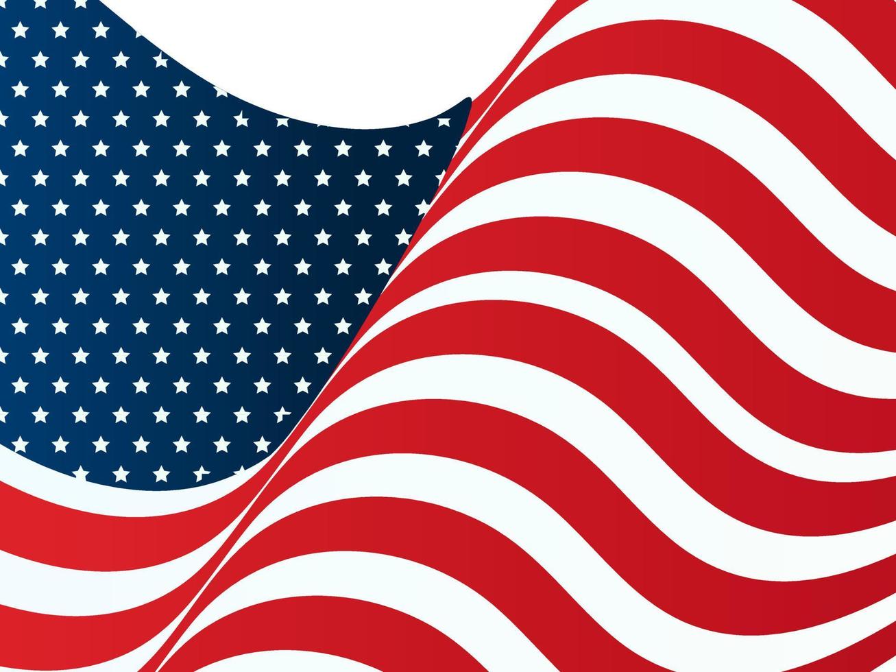 American flag with wave design vector