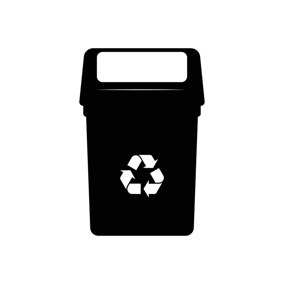 Recycle Bin Silhouette. Black and White Icon Design Elements on Isolated White Background vector