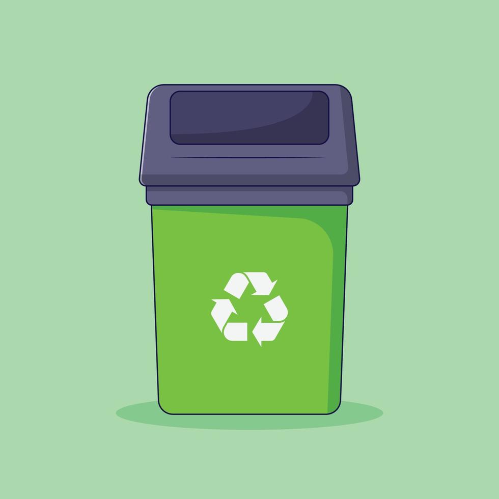 Recycle Bin Vector Illustration. Trash Can. Garbage Can. Flat Cartoon