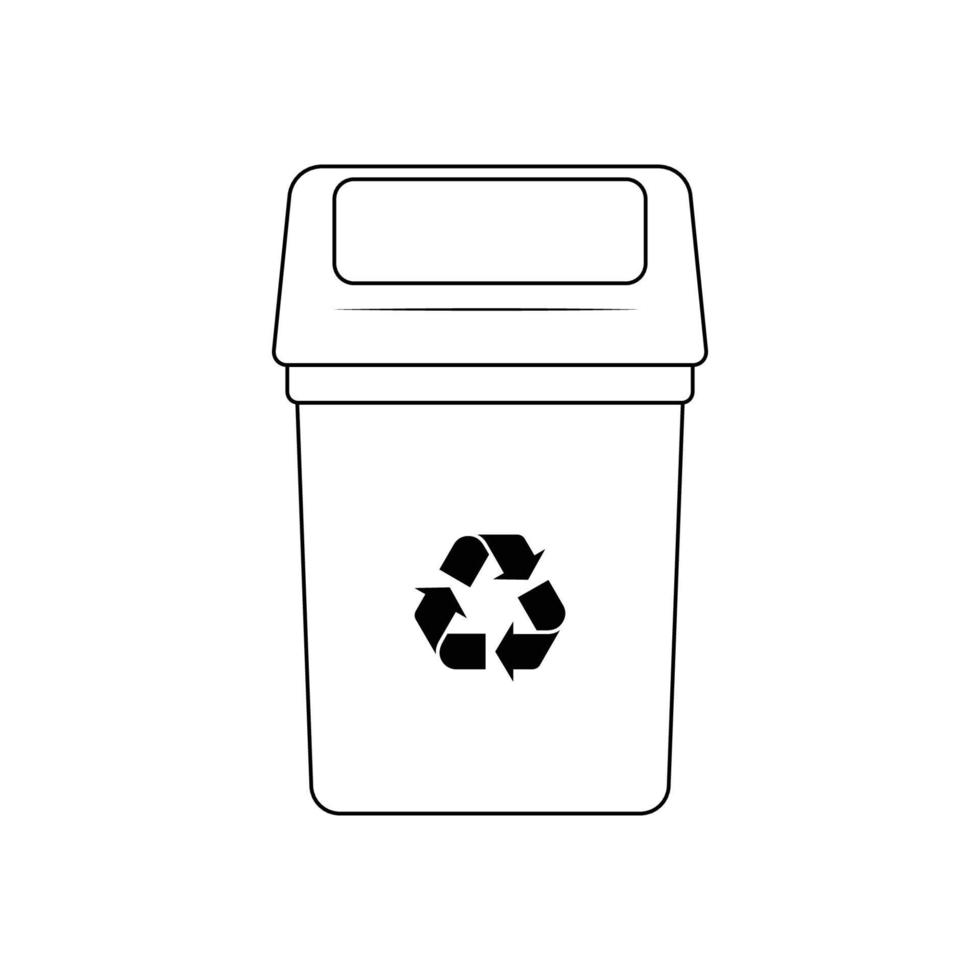 icono de contorno de papelera de reciclaje ilustración sobre fondo blanco vector