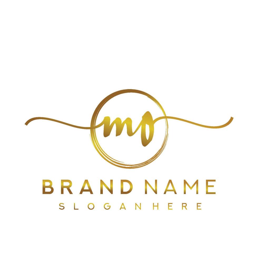 Initial MO handwriting logo with circle hand drawn template vector