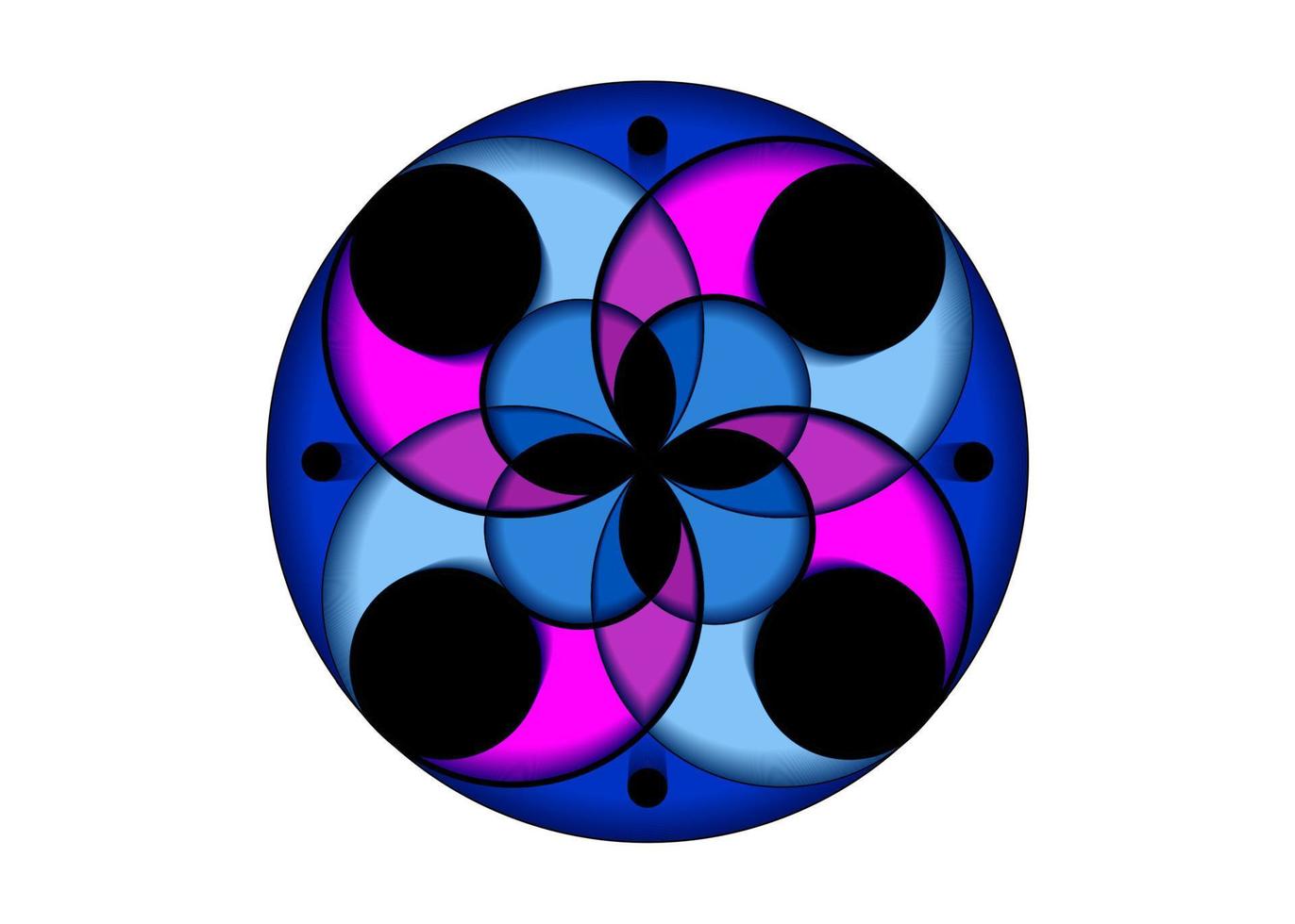 flor mística de la fortuna, icono colorido, geometría sagrada, plantilla de logotipo redondo, intersección geométrica de círculos, ilustración vectorial aislada en fondo blanco vector