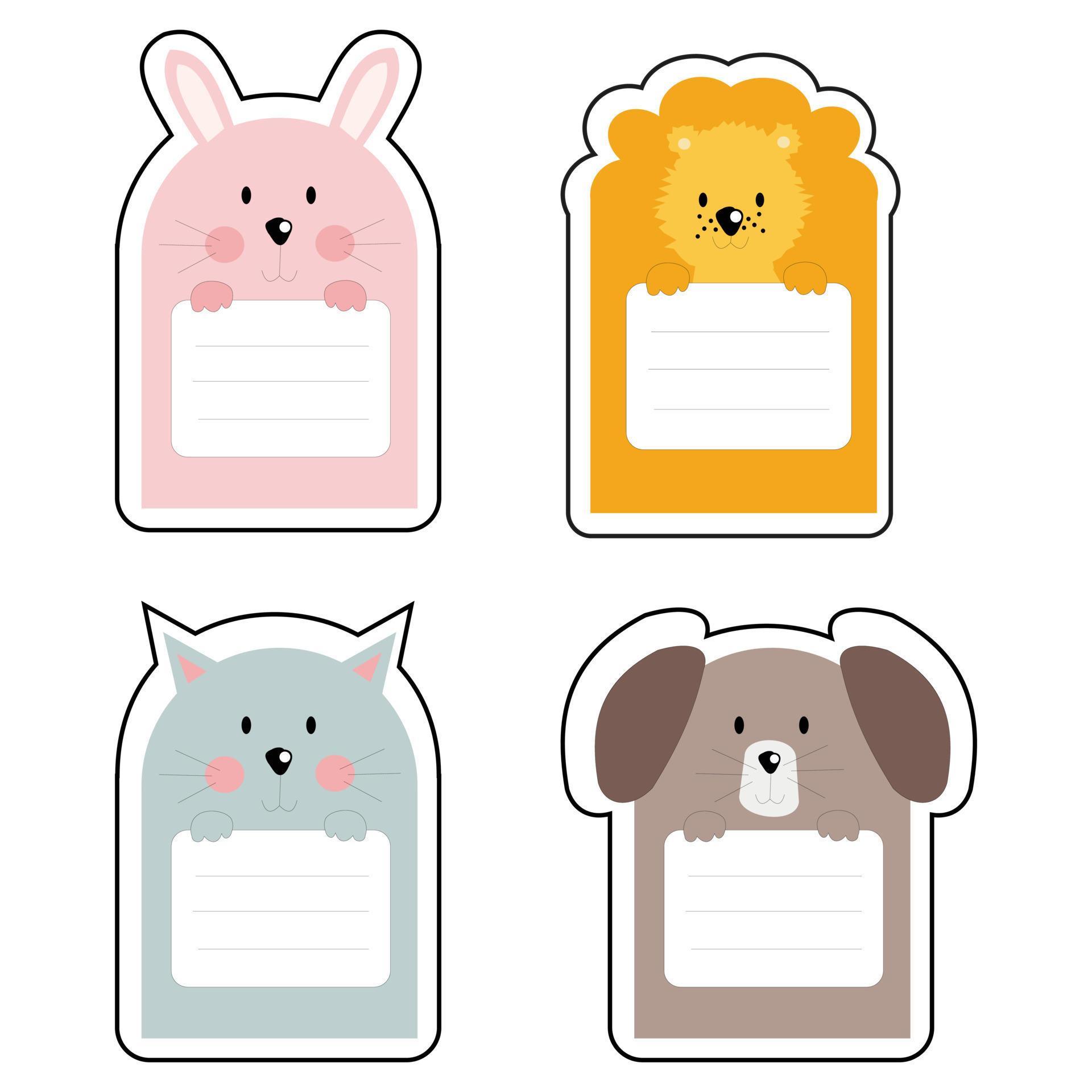 Cute animal shaped tag labels for notebooks stationery and other items
