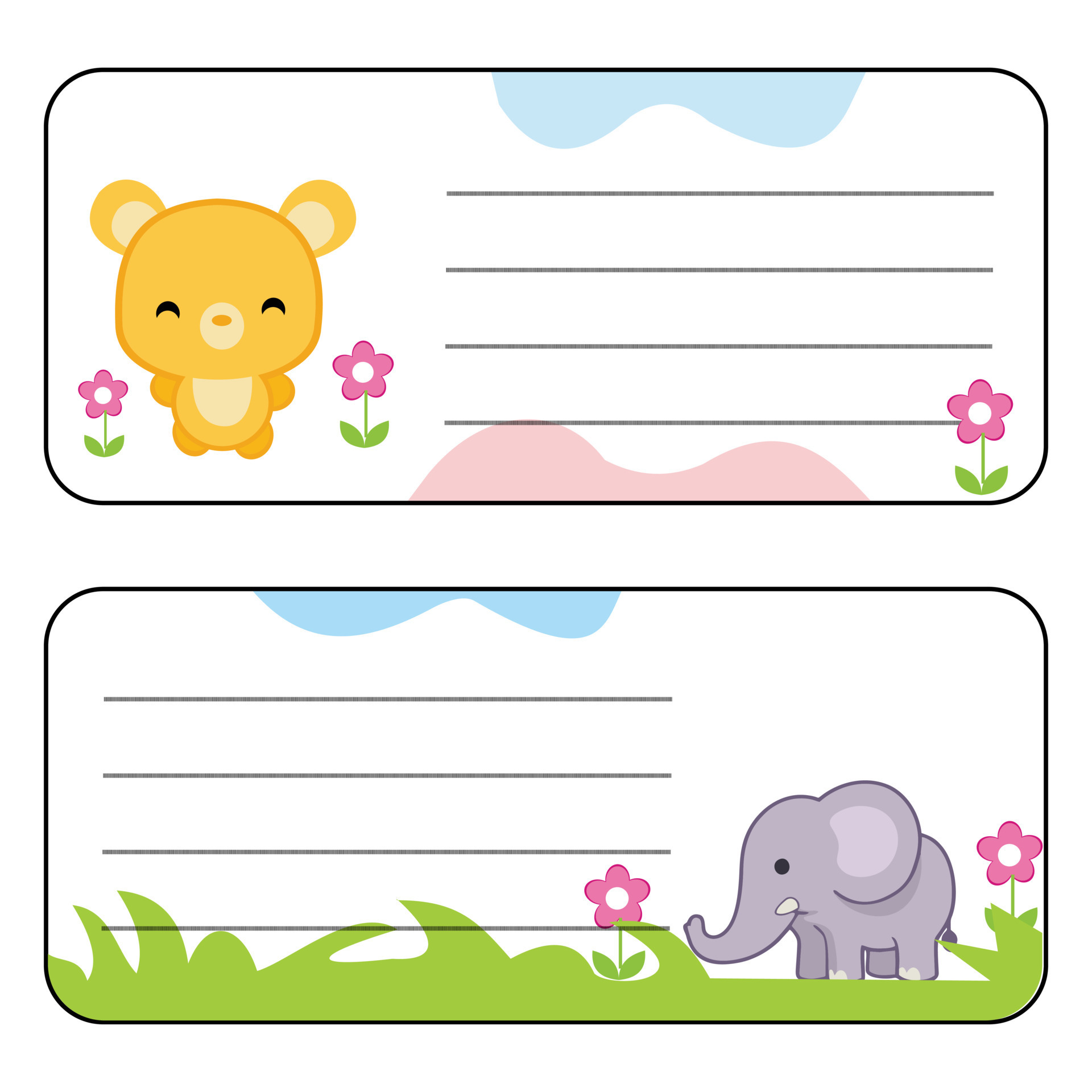 Cute animal name tags for notebooks and stationery. Animal label ...