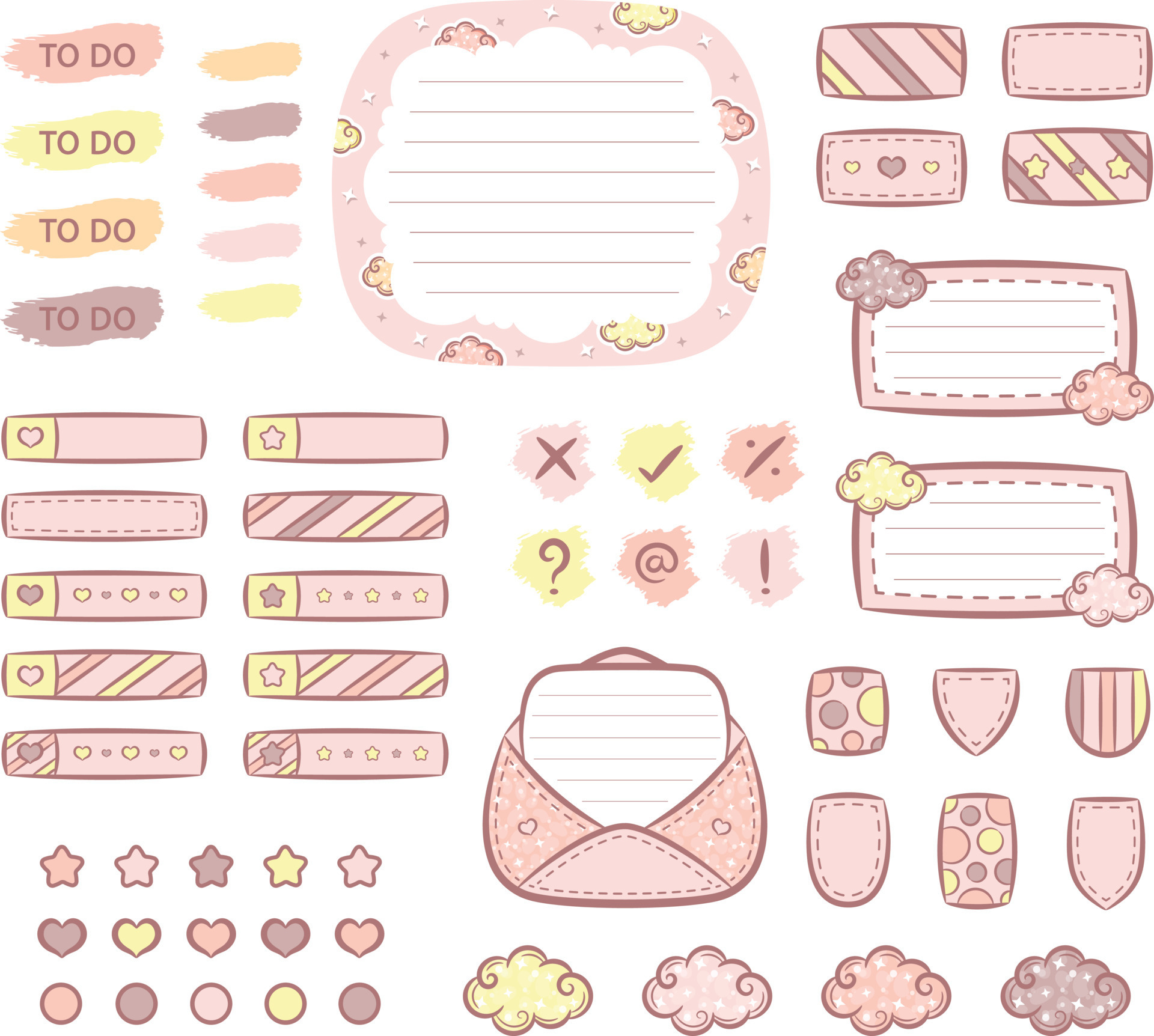 collection of printable frame note with planners sticker and sticky