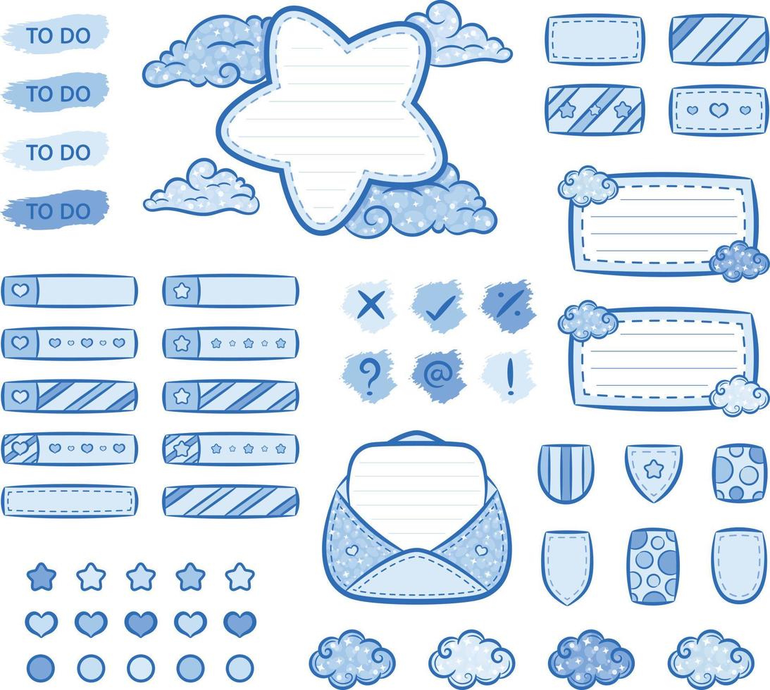 collection of printable frame note with planners sticker and sticky