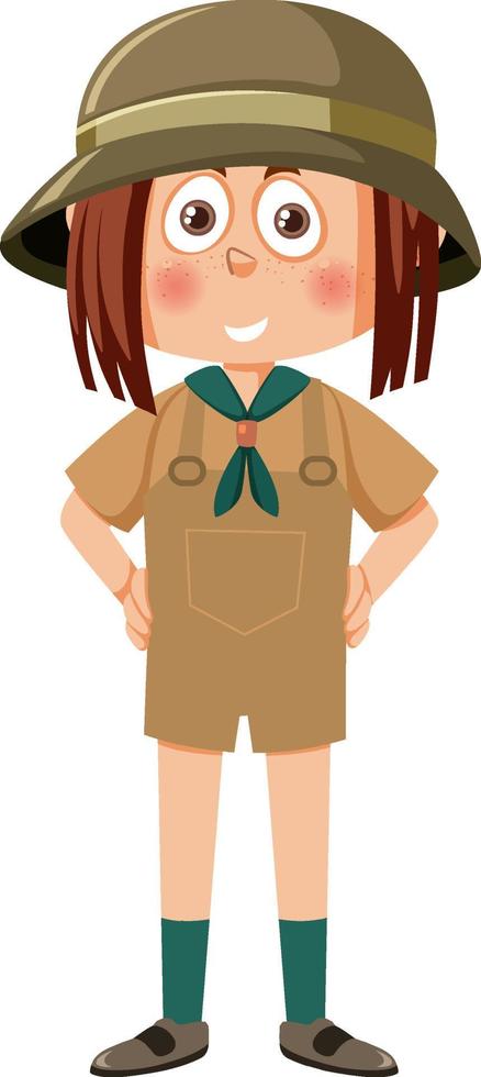 Cute girl scout cartoon character vector