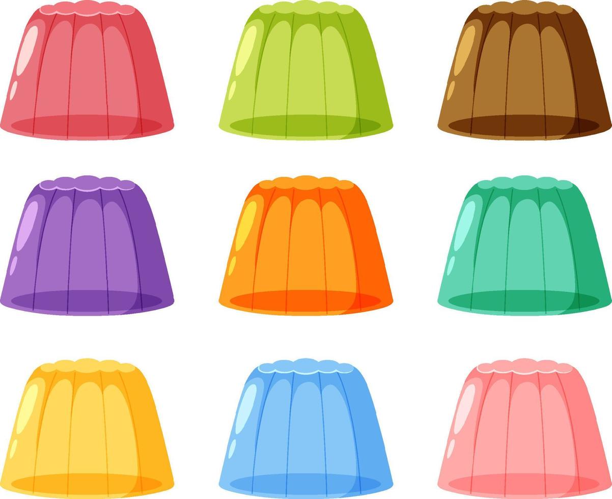 Set of jelly gelatine dessert vector