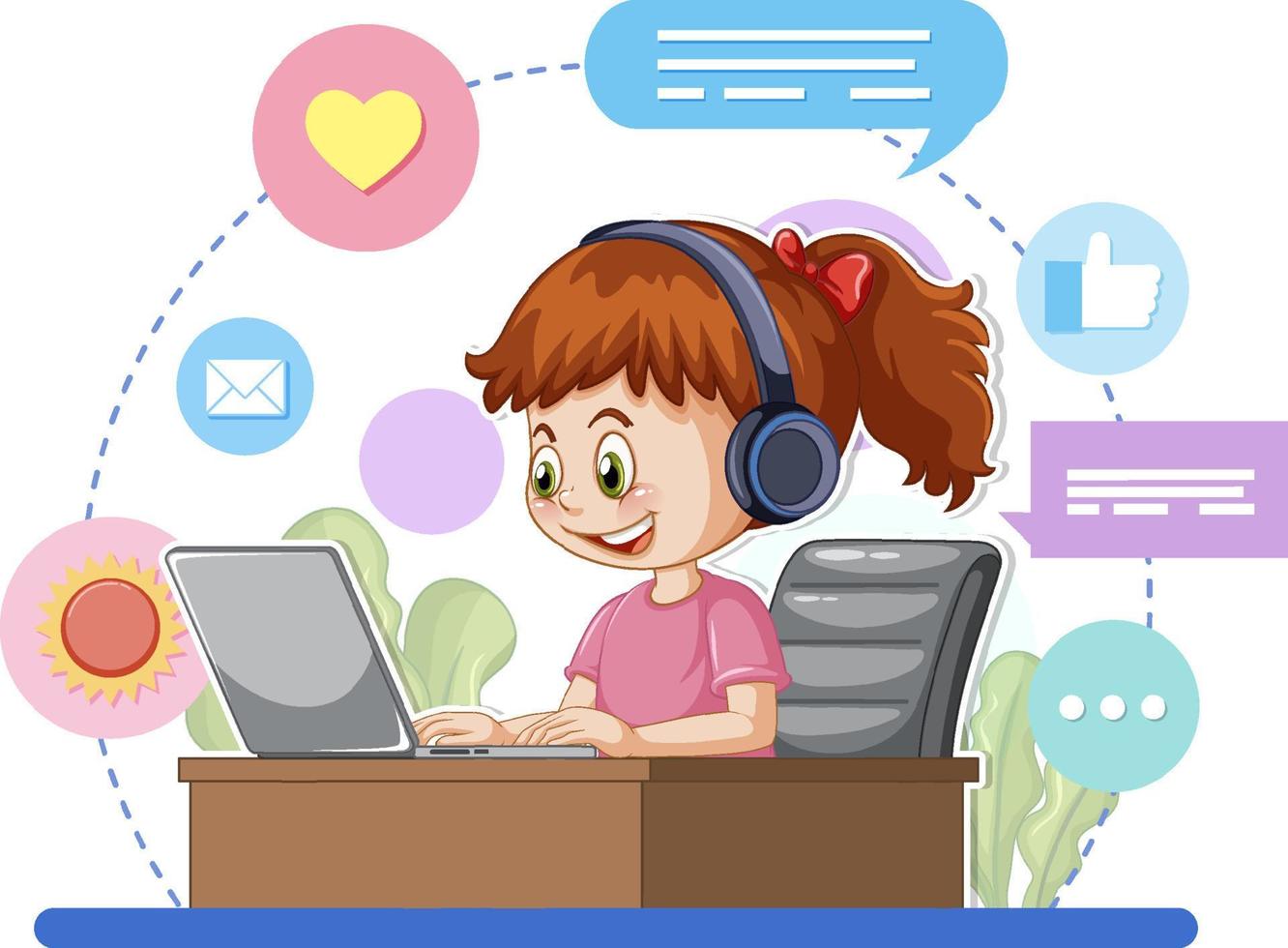 A girl browsing social media vector