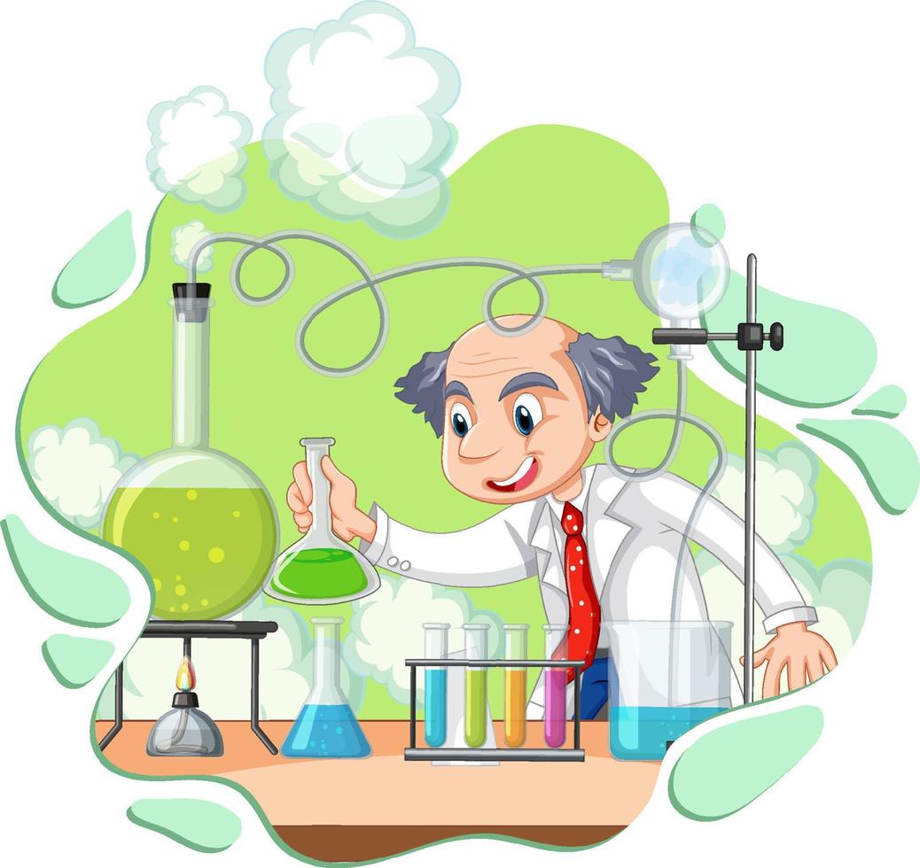 A scientist experiment in the lab on white background vector