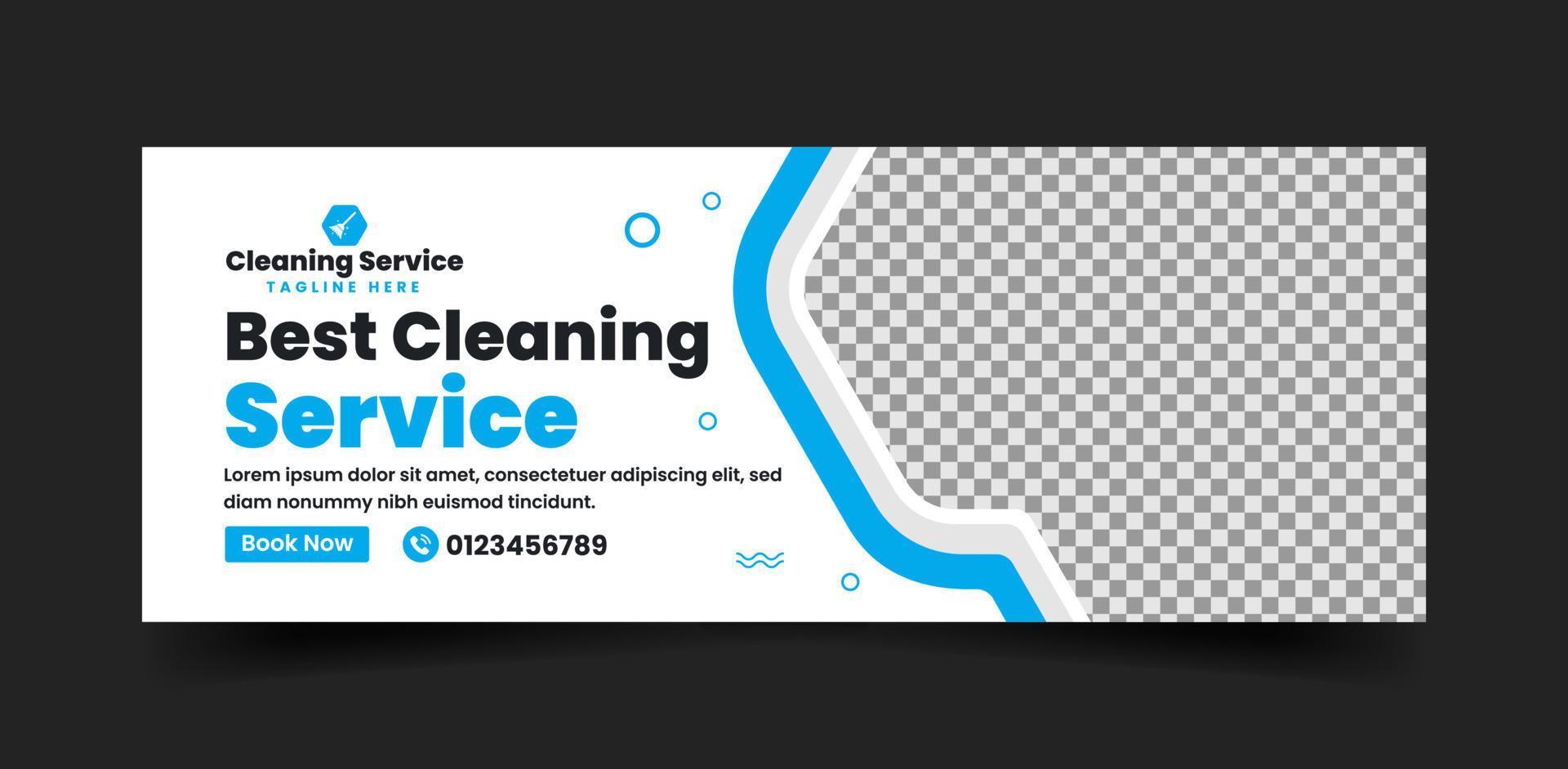 Best Cleaning Service Social Media Cover Photo and Web Banner Ads Template Design vector