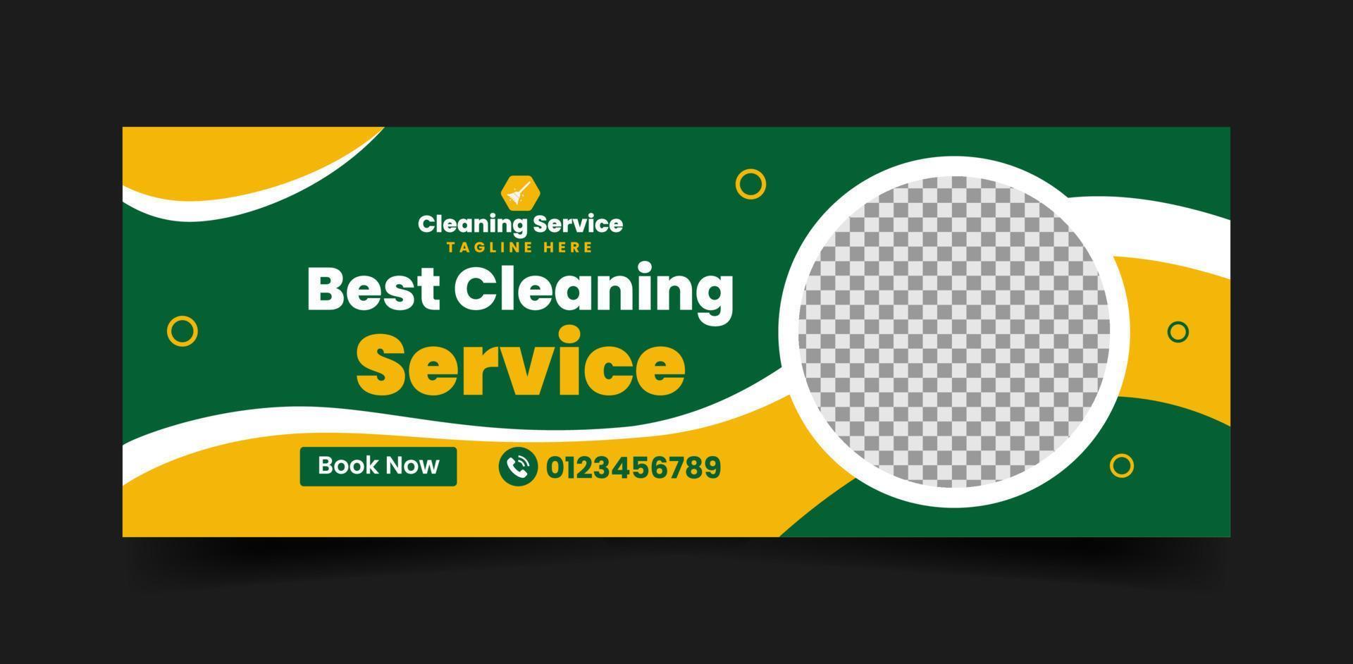 Best Cleaning Service Social Media Cover Photo and Web Banner Ads Template Design vector