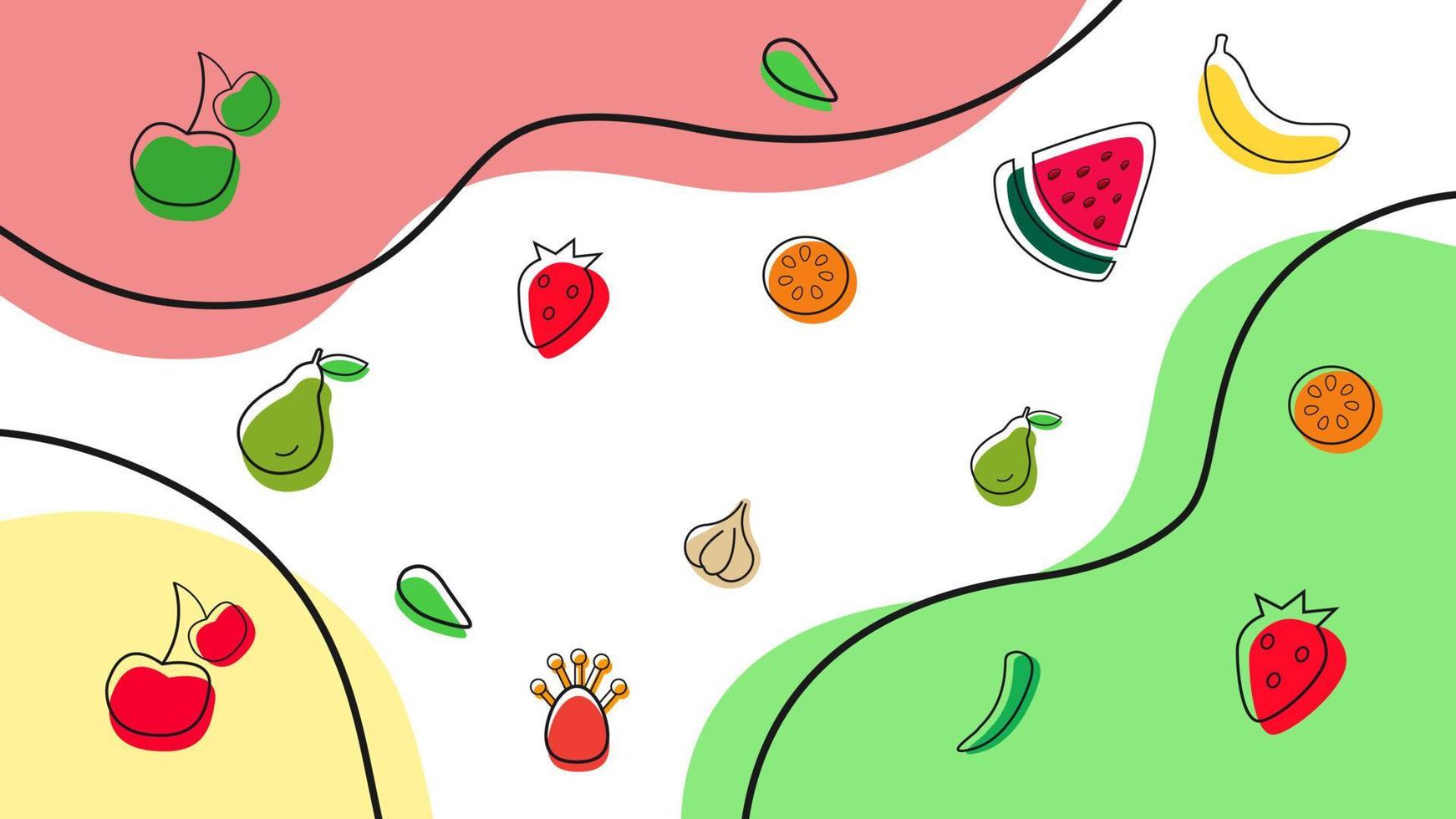 diseño de fondo de frutas de ilustración plana mínima vector