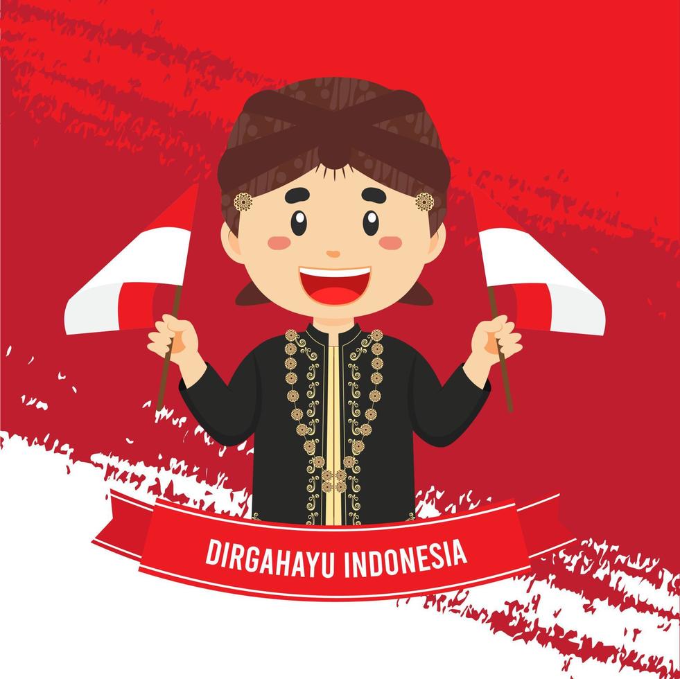 Indonesia Independence Day With Character vector