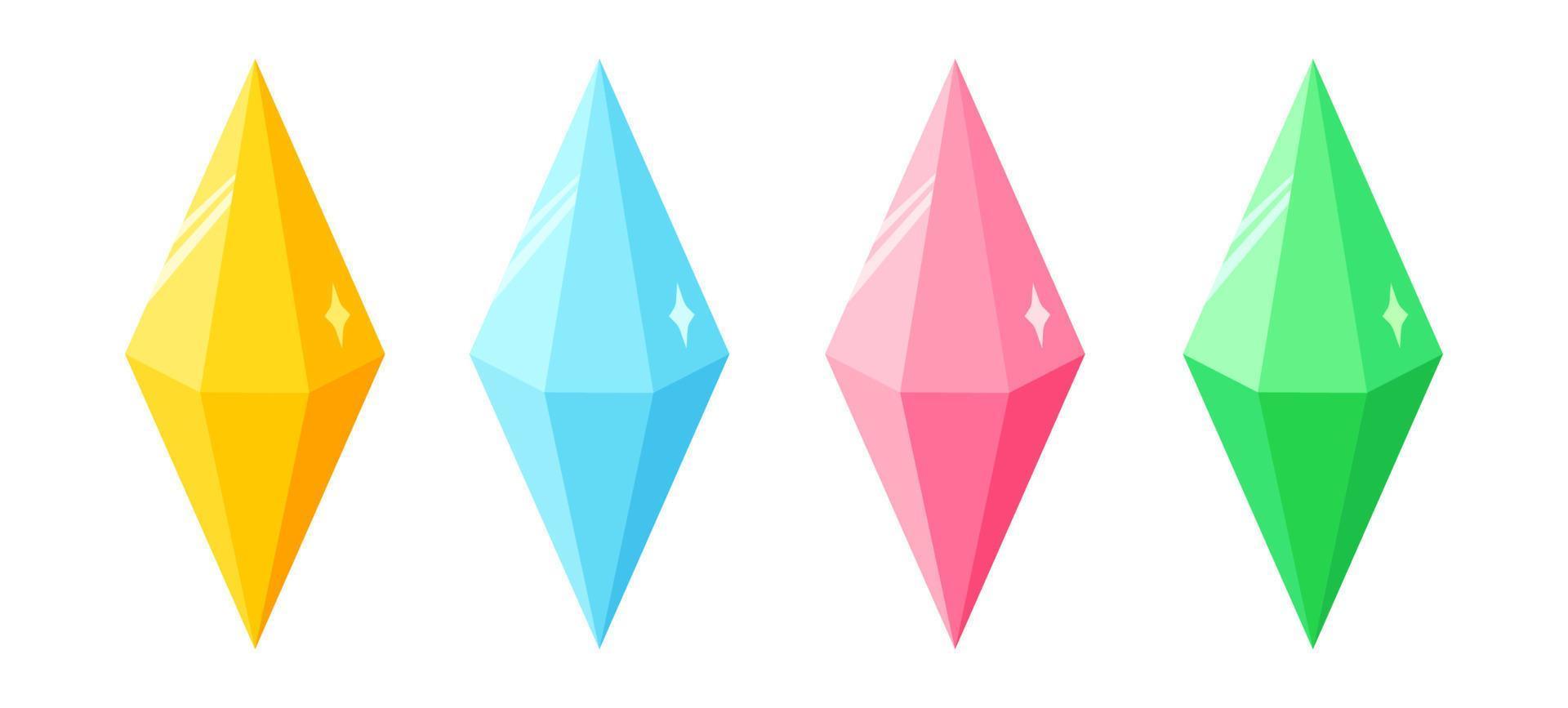 Vector icons of colorful gems.