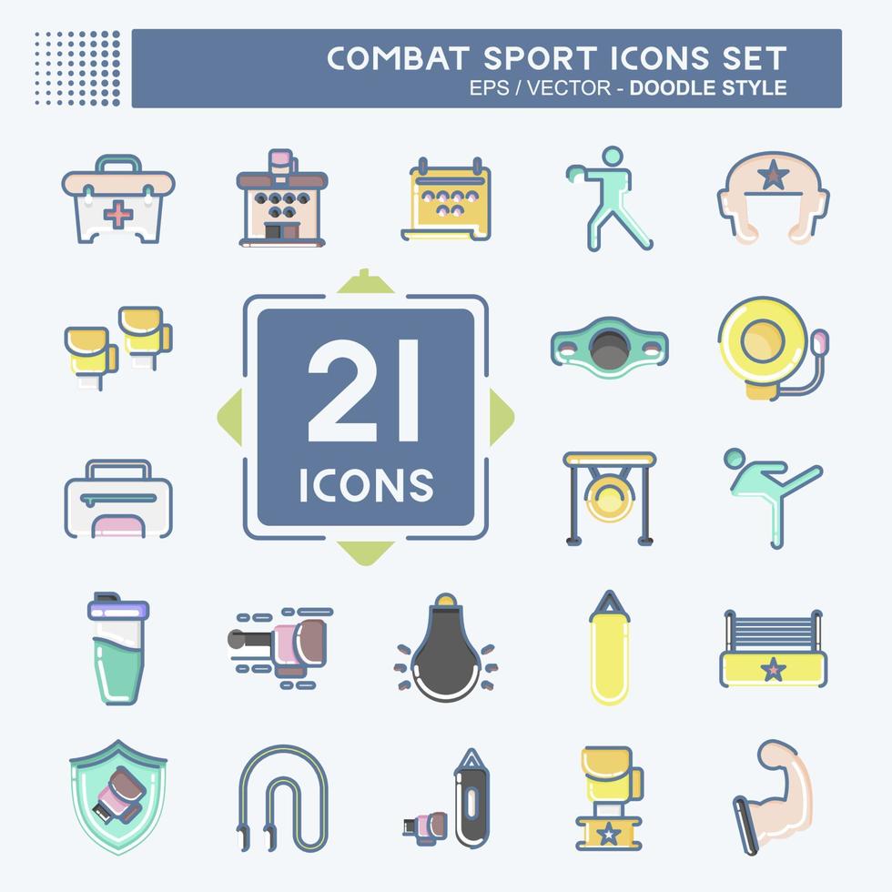 Icon Set Combat Sport. related to education symbol. doodle style. simple design editable. simple illustration.boxing vector