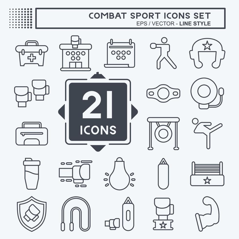 Icon Set Combat Sport. related to education symbol. line style. simple design editable. simple illustration.boxing vector