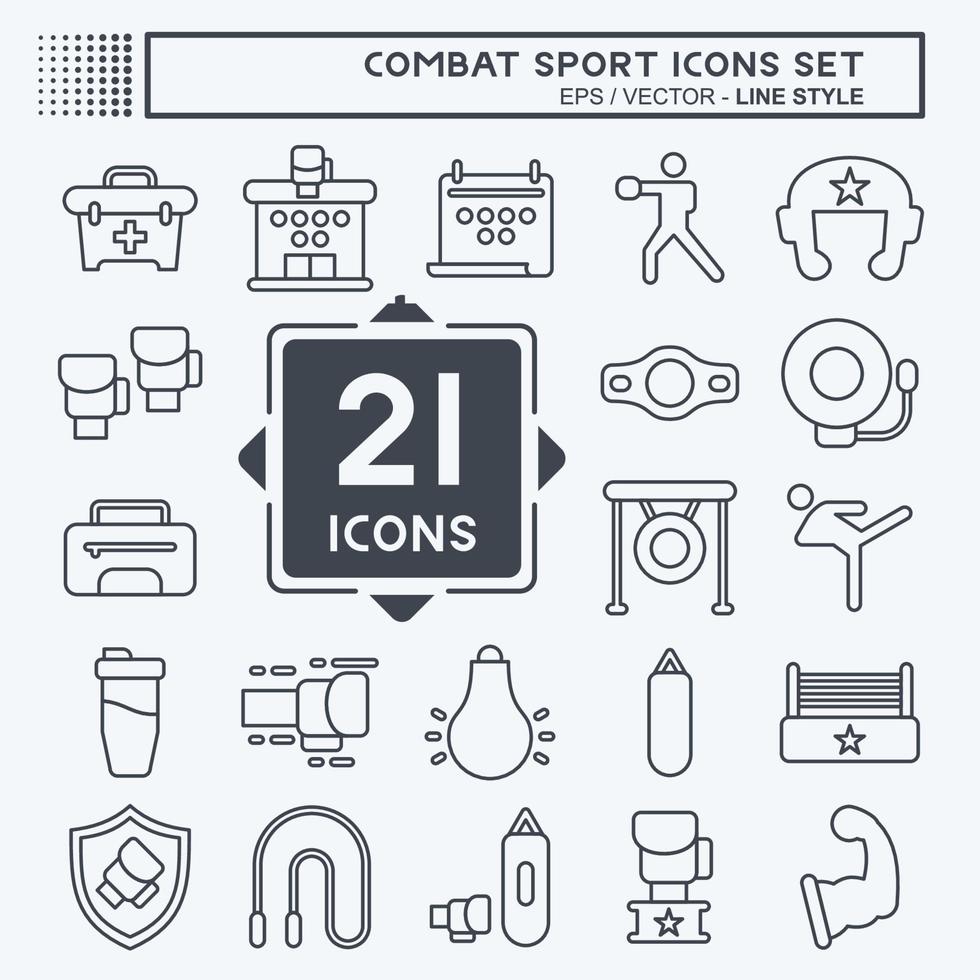 conjunto de iconos deporte de combate. relacionado con el símbolo de la educación. estilo de línea diseño simple editable. ilustración simple.boxeo vector