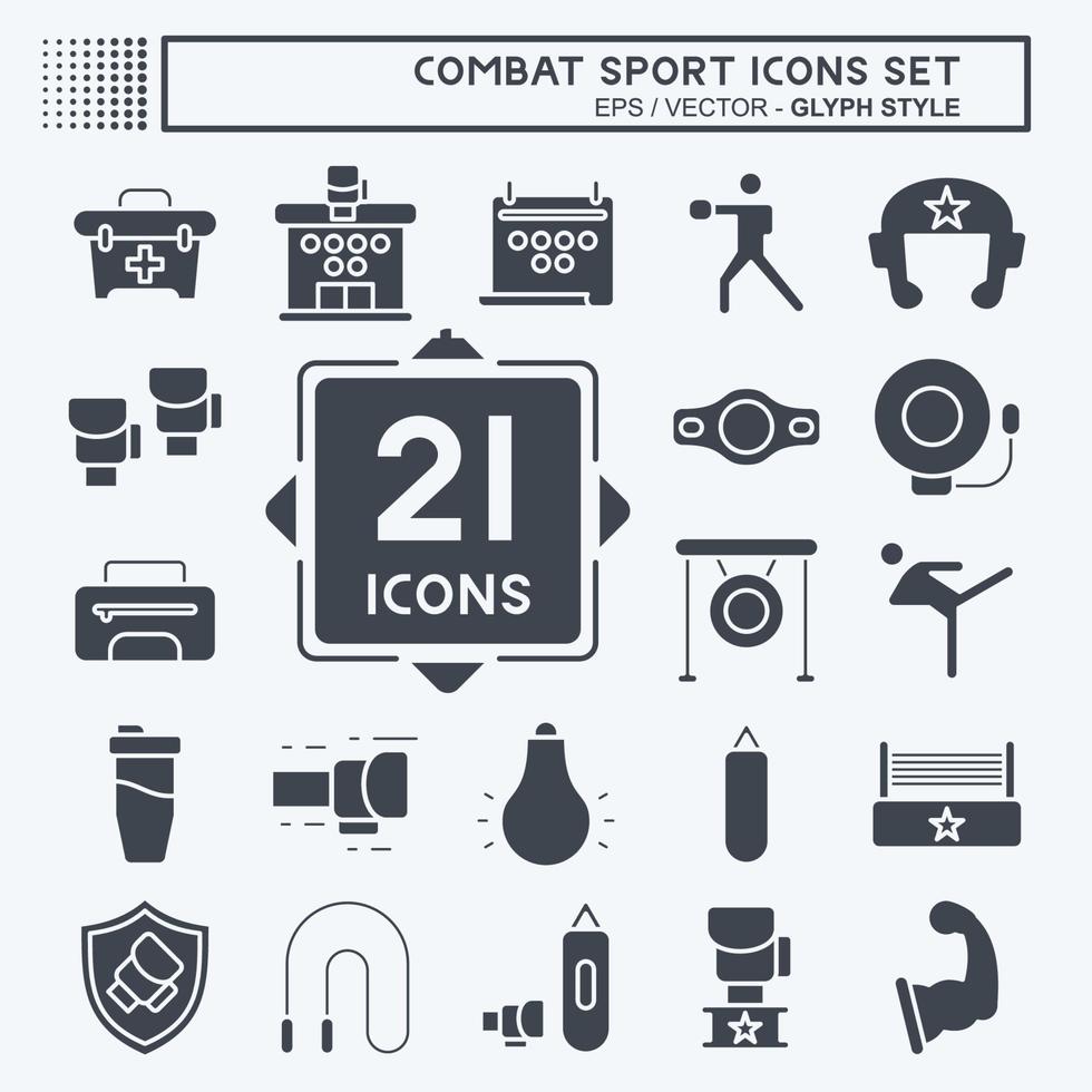 Icon Set Combat Sport. related to education symbol. glyph style. simple design editable. simple illustration.boxing vector