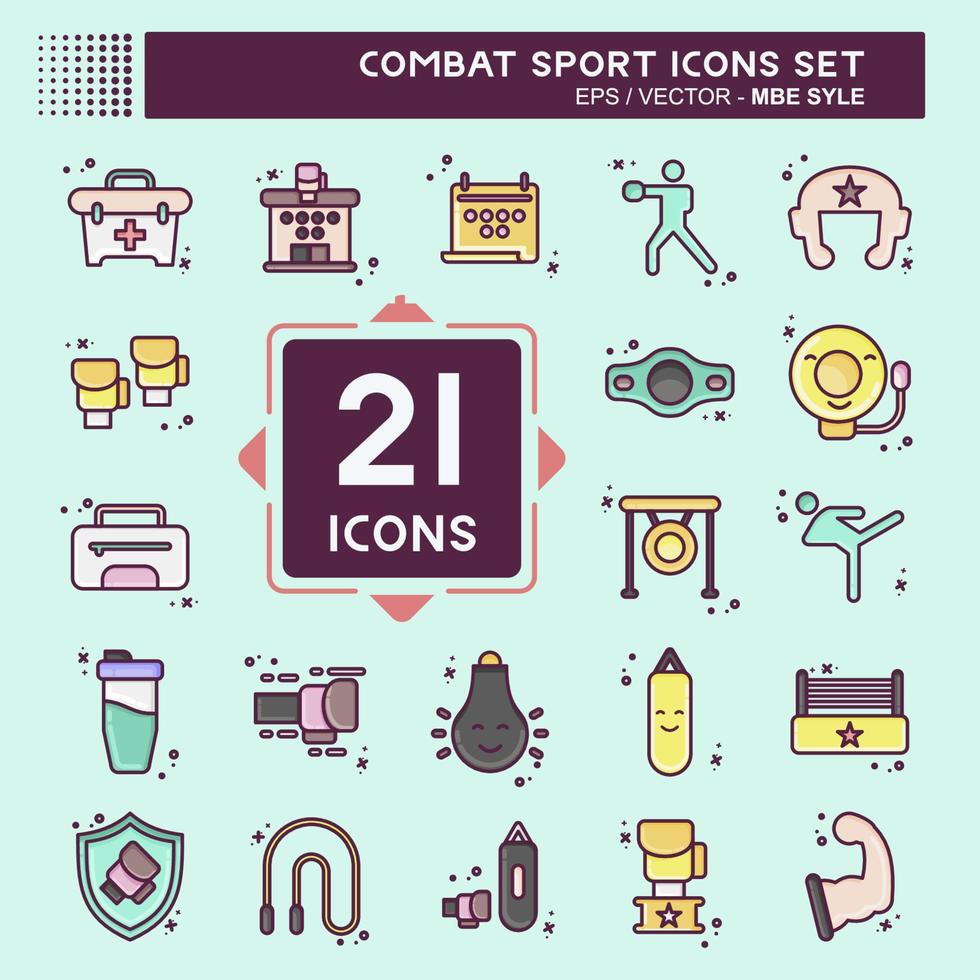 Icon Set Combat Sport. related to education symbol. MBE style. simple design editable. simple illustration.boxing vector