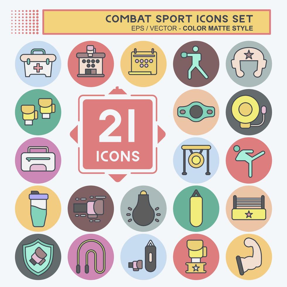 Icon Set Combat Sport. related to education symbol. color mate style. simple design editable. simple illustration.boxing vector