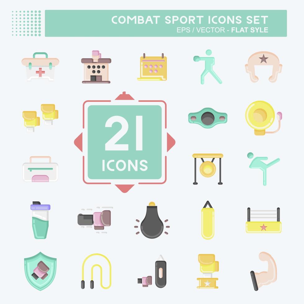 Icon Set Combat Sport. related to education symbol. flat style. simple design editable. simple illustration.boxing vector