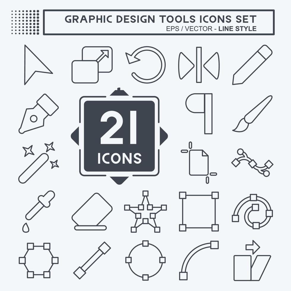 Icon Set Graphic Design Tools. related to Graphic Design Tools symbol. line style. simple design editable. simple illustration. simple vector icons