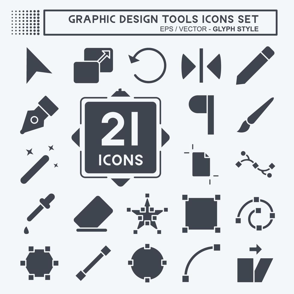 Icon Set Graphic Design Tools. related to Graphic Design Tools symbol. glyph style. simple design editable. simple illustration. simple vector icons