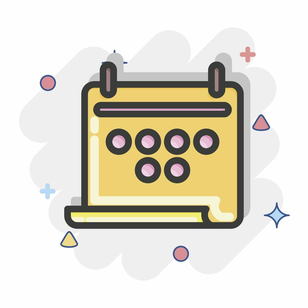 Icon Calendar. related to Combat Sport symbol. Comic Style. simple design editable. simple illustration.boxing vector