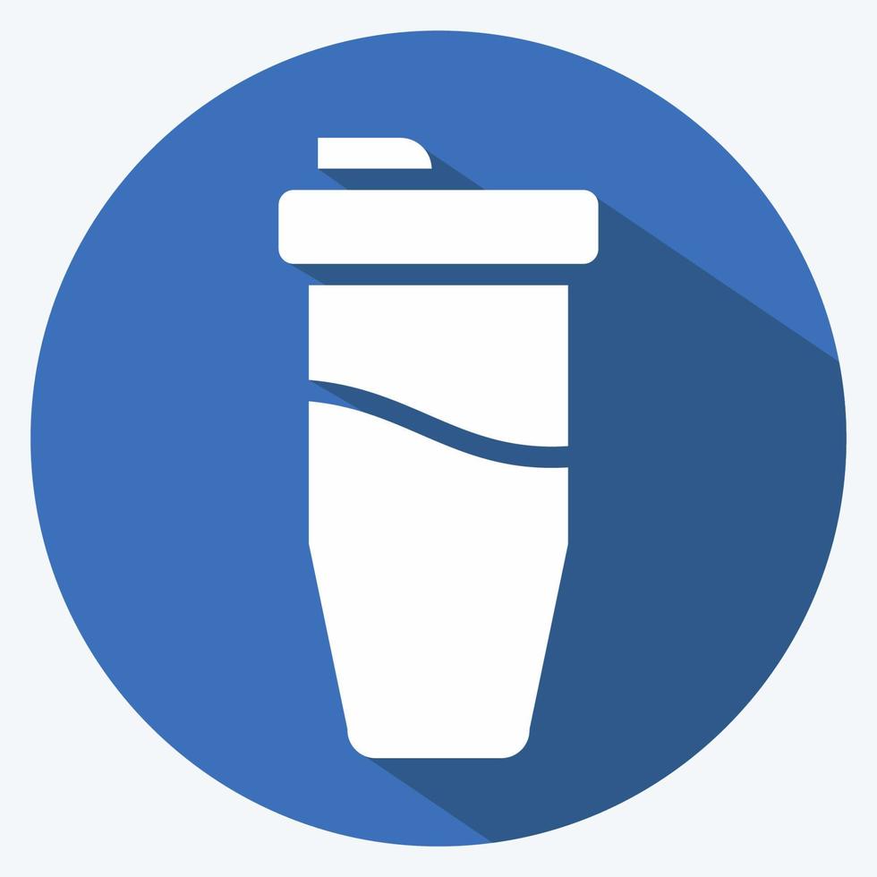 Icon Protein Shake. related to Combat Sport symbol. long shadow style. simple design editable. simple illustration.boxing vector