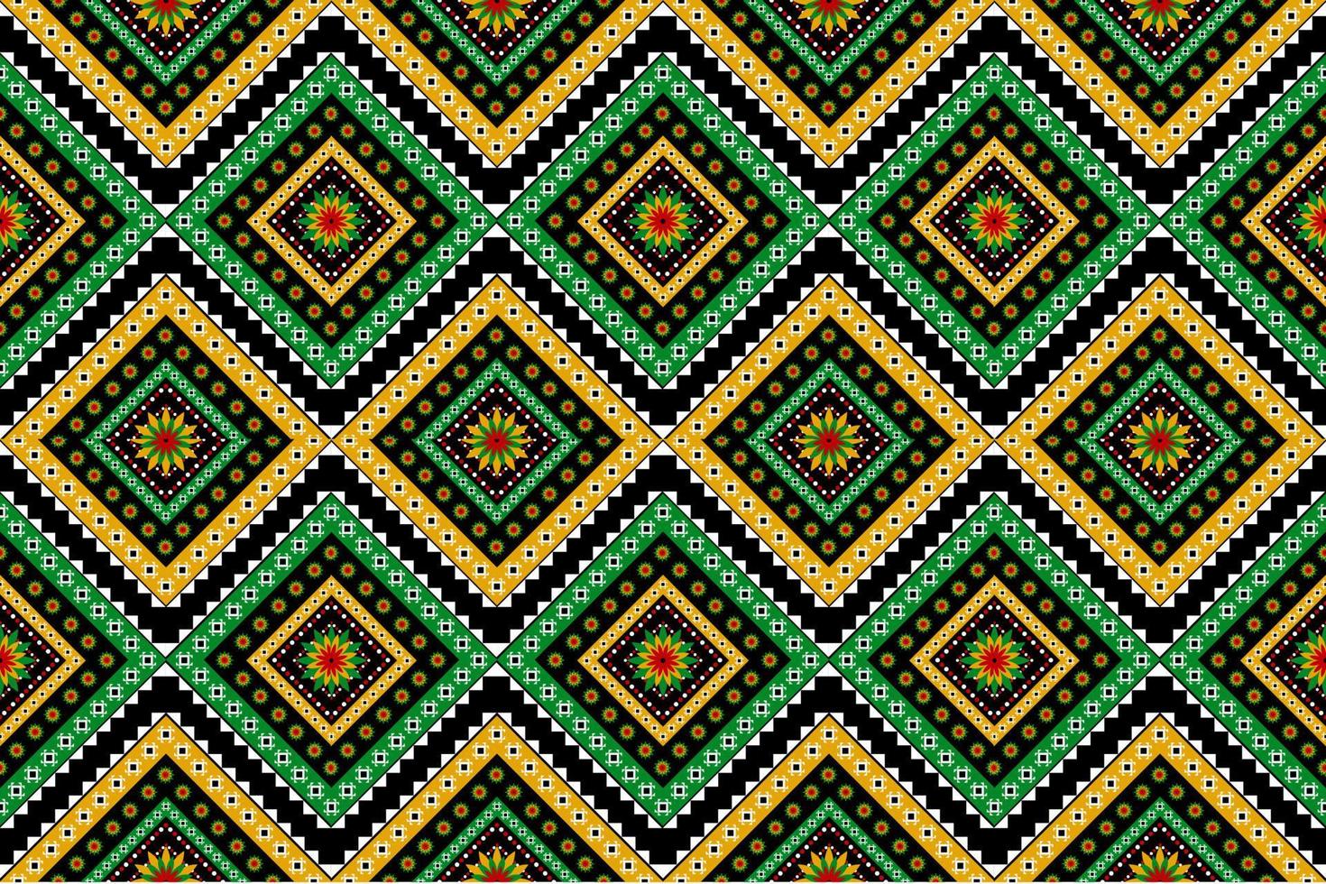 Geometric ethnic flower seamless pattern traditional. Fabric American and mexican style. vector