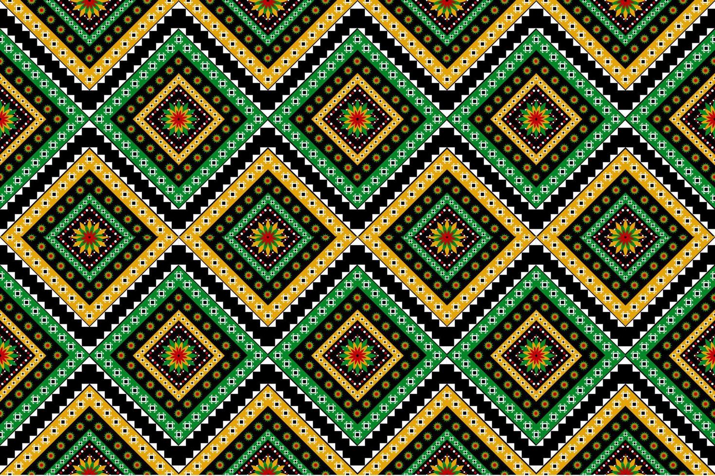 Geometric ethnic flower seamless pattern traditional. Fabric American and mexican style. vector