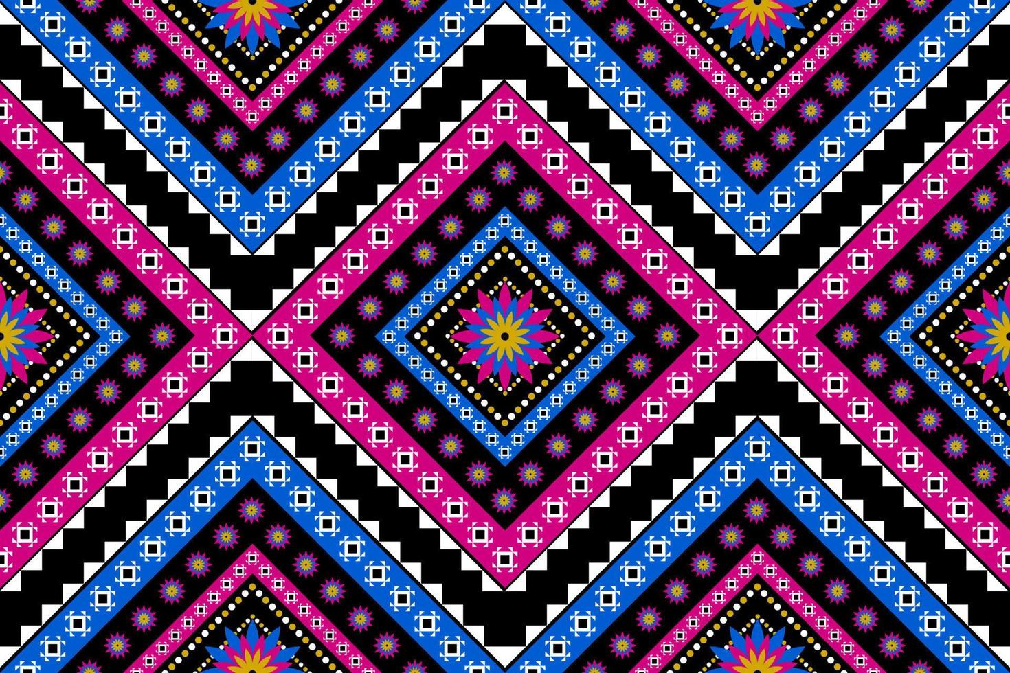 Fabric ethnic flower art. Seamless pattern traditional. Geometric style. vector