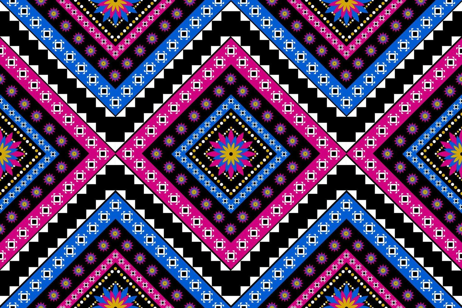 Fabric ethnic flower art. Seamless pattern traditional. Geometric style. vector
