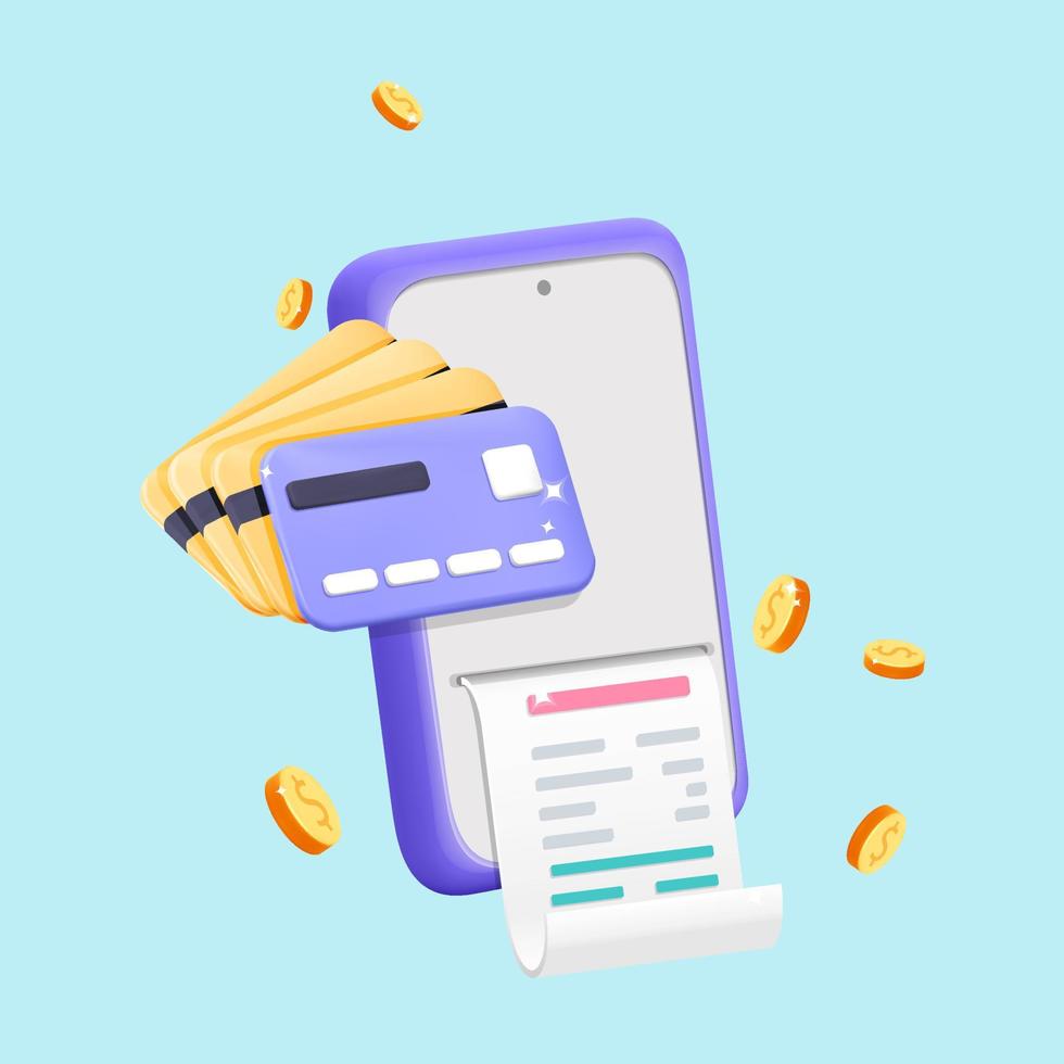 Online shopping bill payment with smartphone and credit cart icon design vector