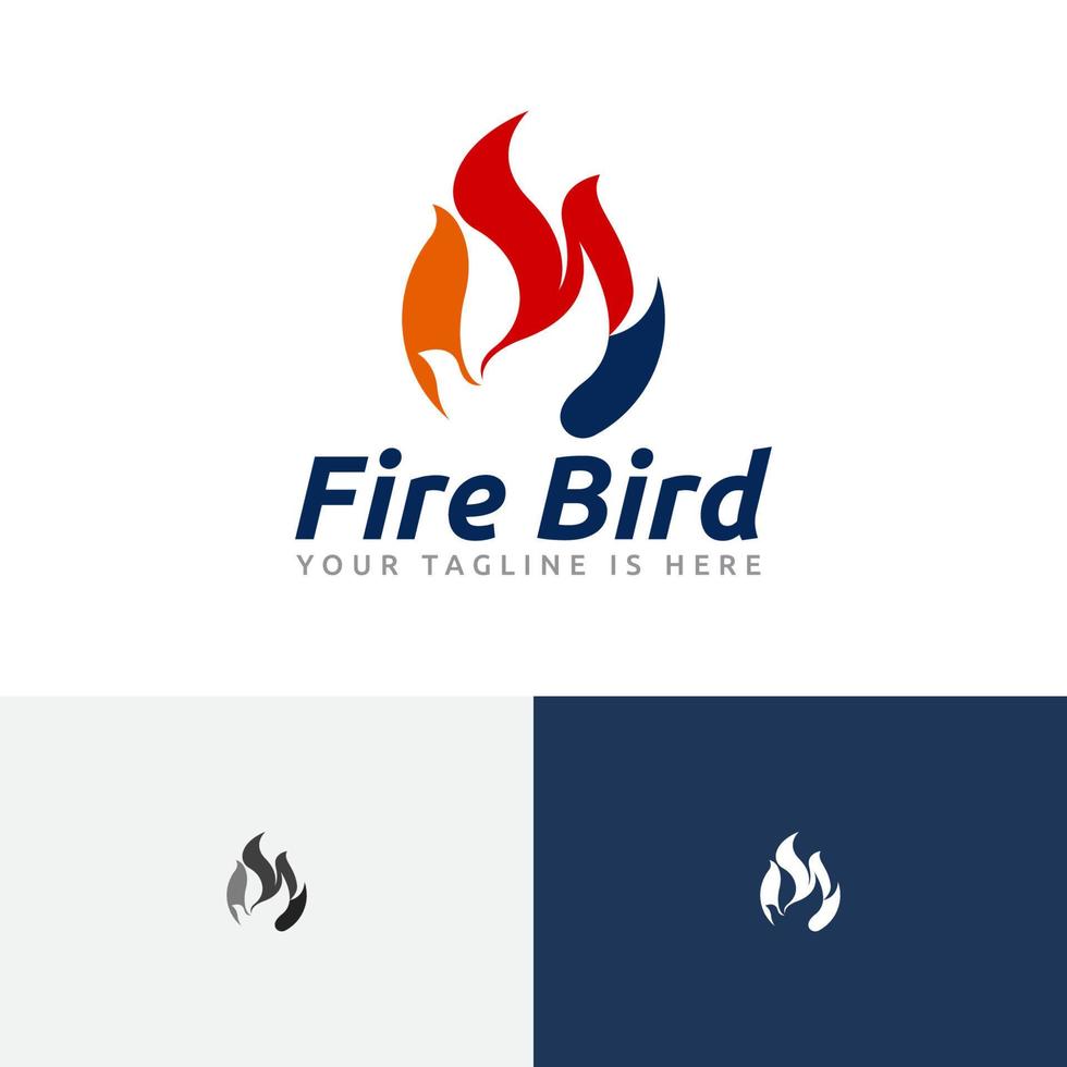 Fire Bird Flame Hot Phoenix Negative Space Logo vector