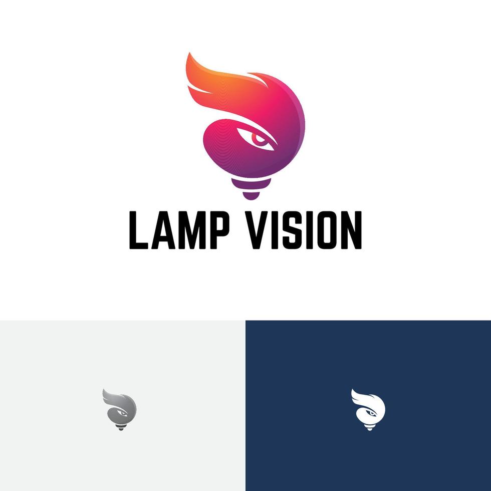 lámpara visión ojo bombilla idea logo vector