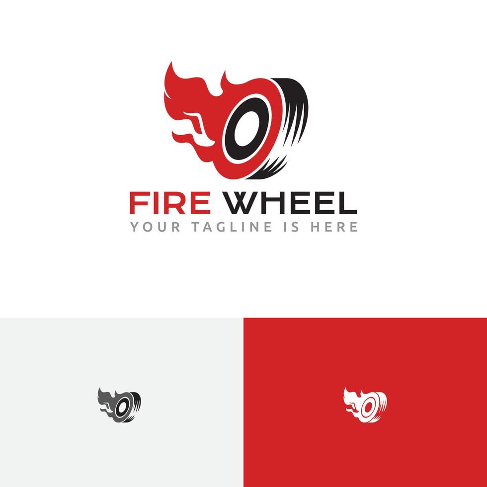 fuego rueda quemar neumático bengala automotriz logo vector