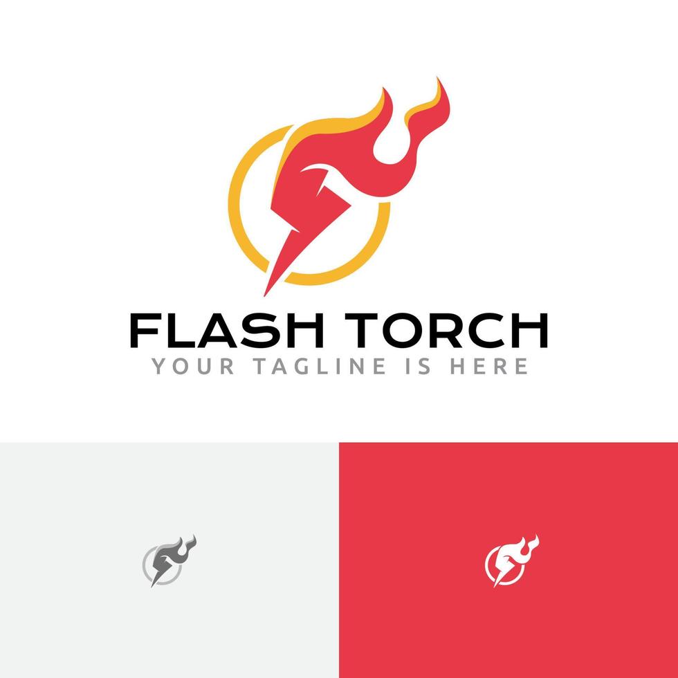 Flash Torch Bolt Thunder Fire Flame Logo vector