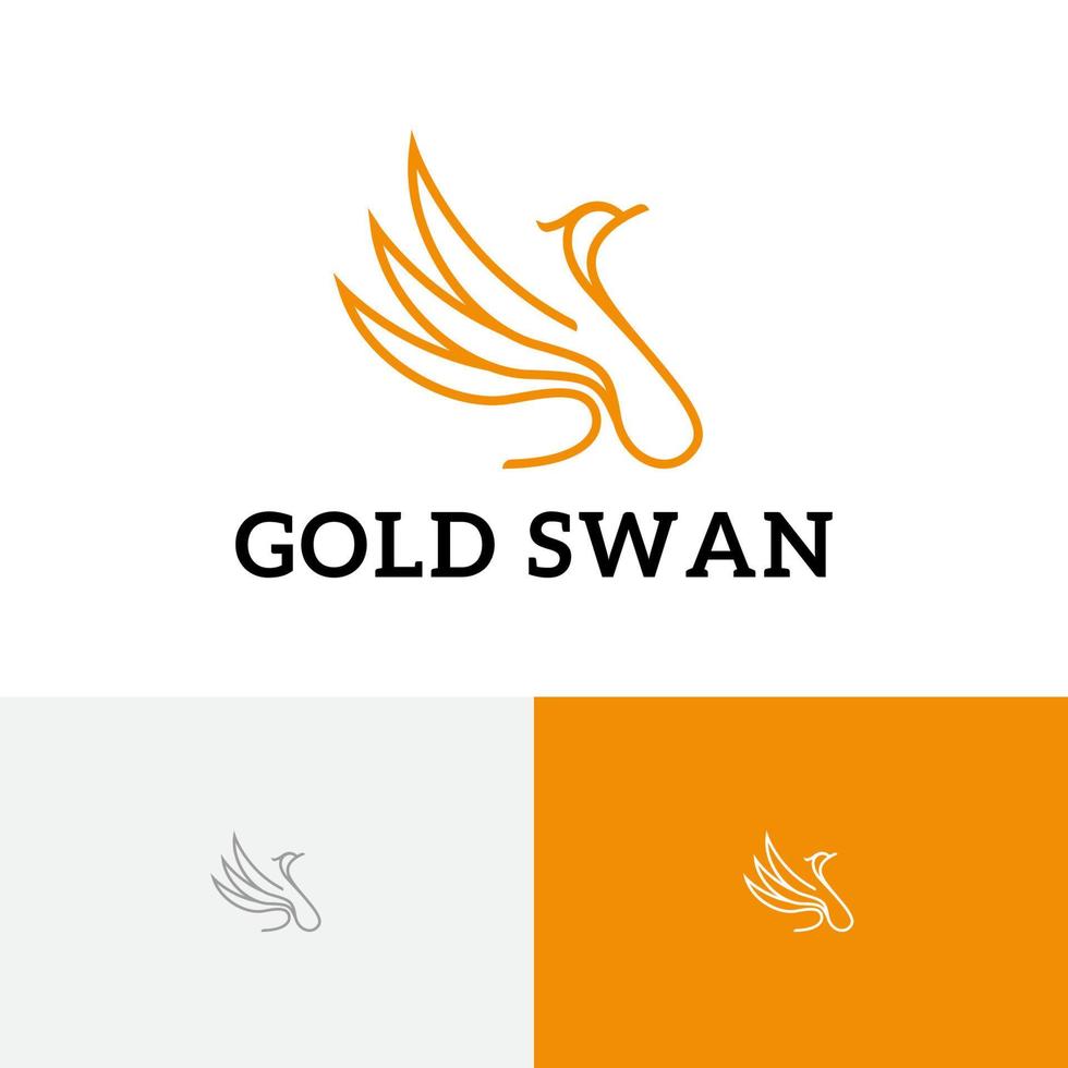 cisne de oro dorado elegante ganso monoline logo vector